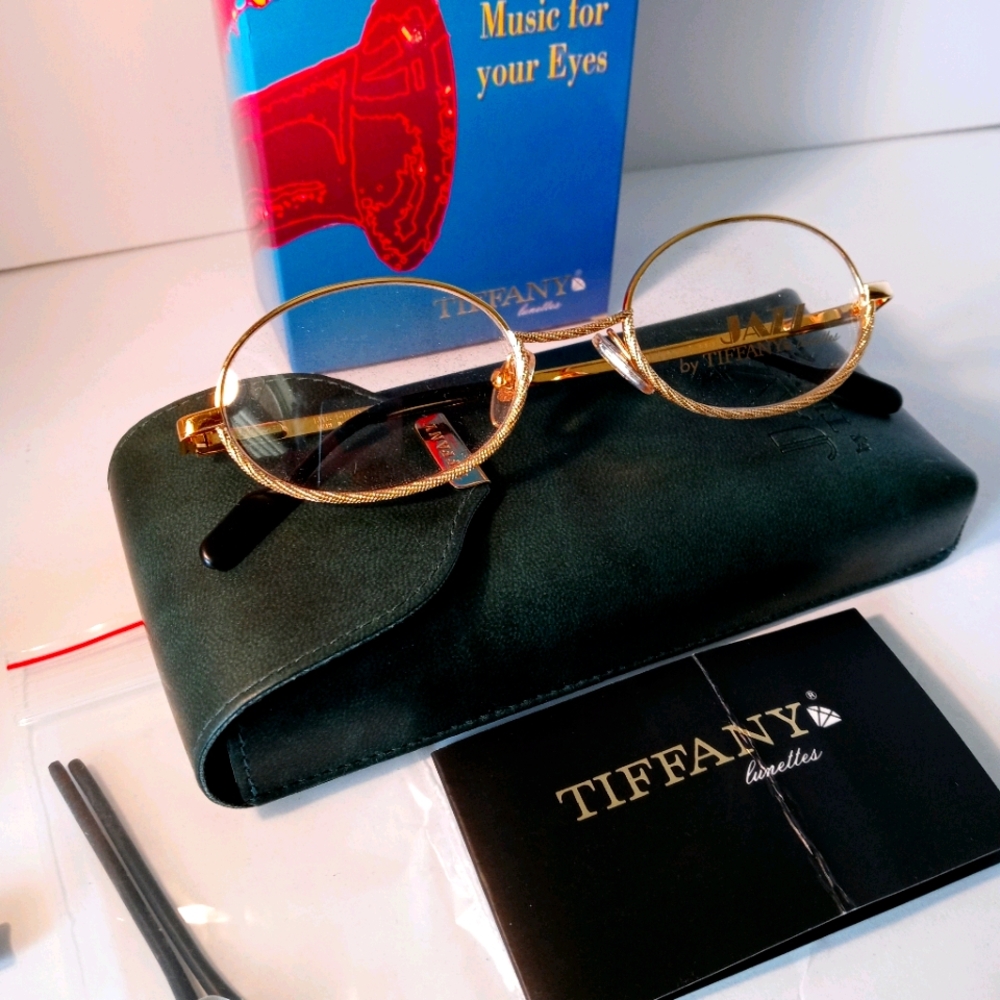 Mens TIFFANY LUNETTES 23K OVAL GOLD BRAID EYEWARE